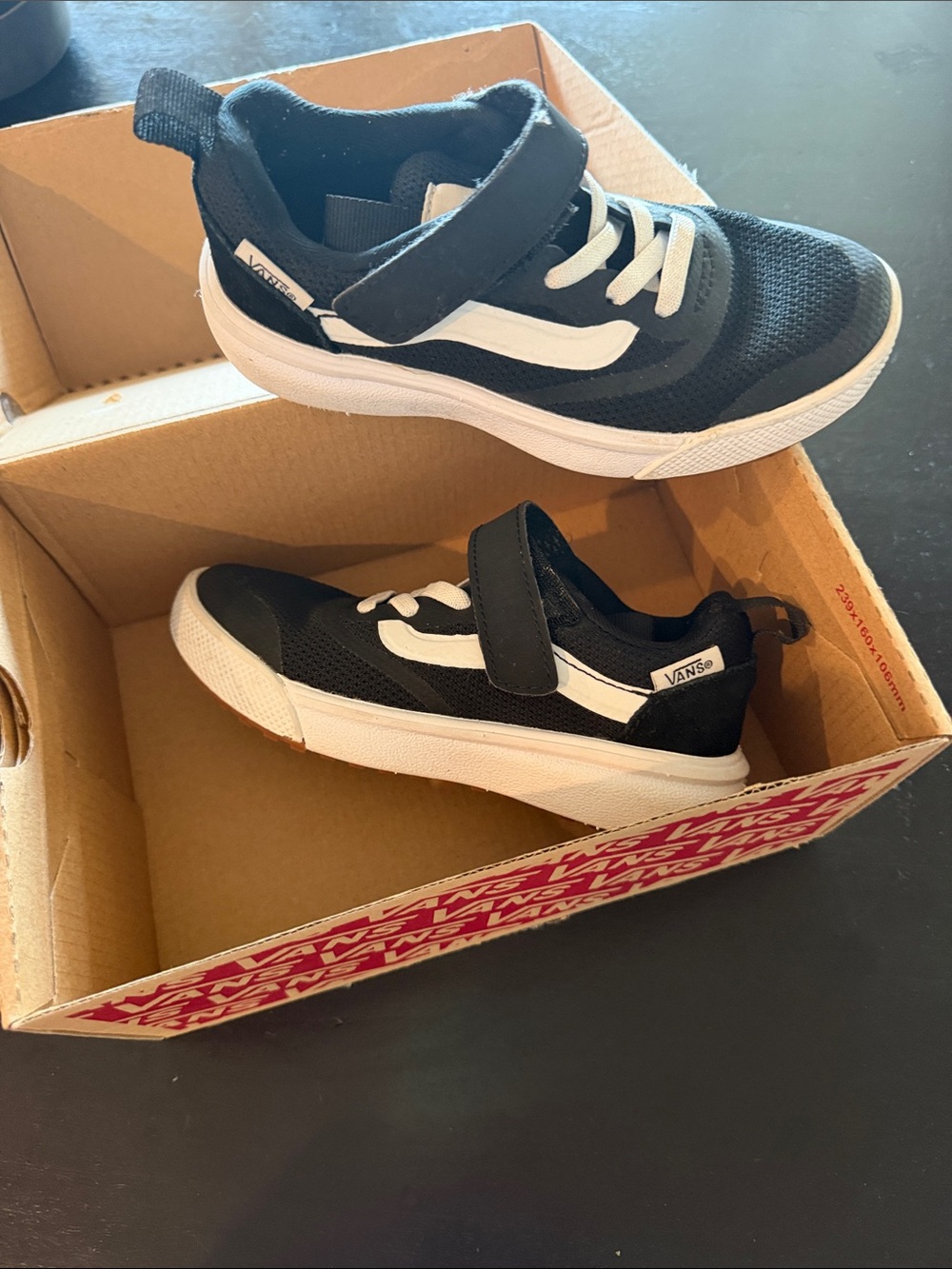 Vans Kids Black & White Velcro Skate Sneakers